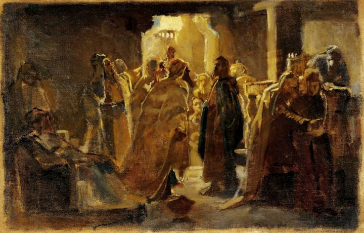 Christ in the synagogue by Nikolai Ge — hand-painted cultural oil painting reproduction on canvas