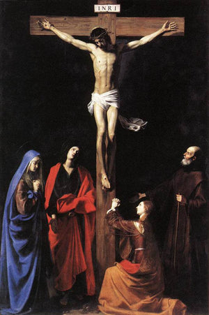 Christ on the Cross with the Virgin, Mary Magdalene, St. John and St. Francis of Paola - Nicolas Tournier