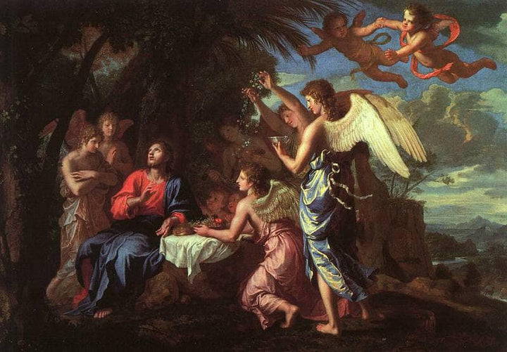 Christ Served by the Angels by Jacques Stella — hand-painted cultural oil painting reproduction on canvas