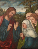 Christ taking leave of his mother by Lucas Cranach the Elder — religion oil painting wall art, Northern Renaissance