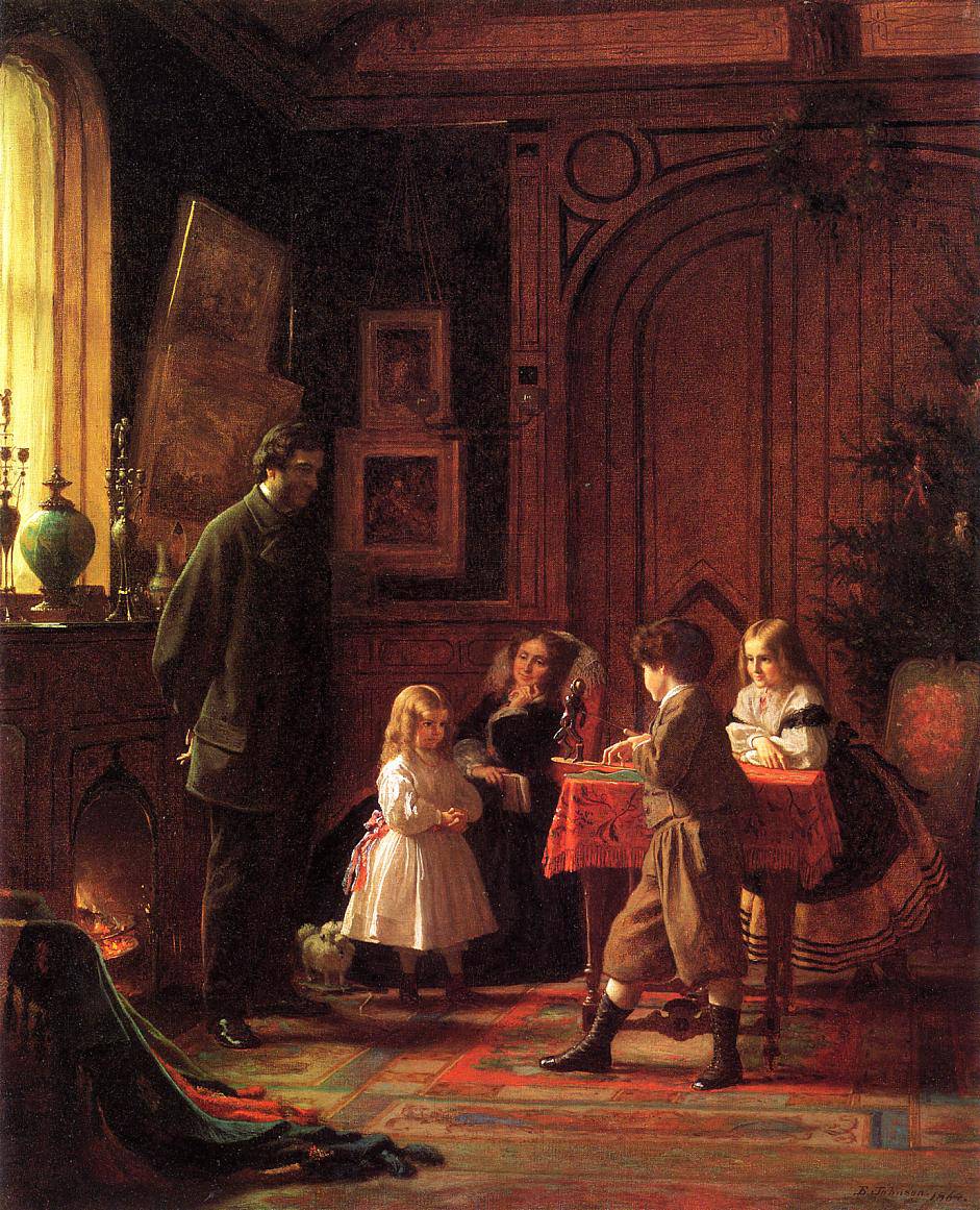 Christmas Time (also known as The Blodgett Family) by Eastman Johnson — hand-painted portrait oil painting reproduction on canvas