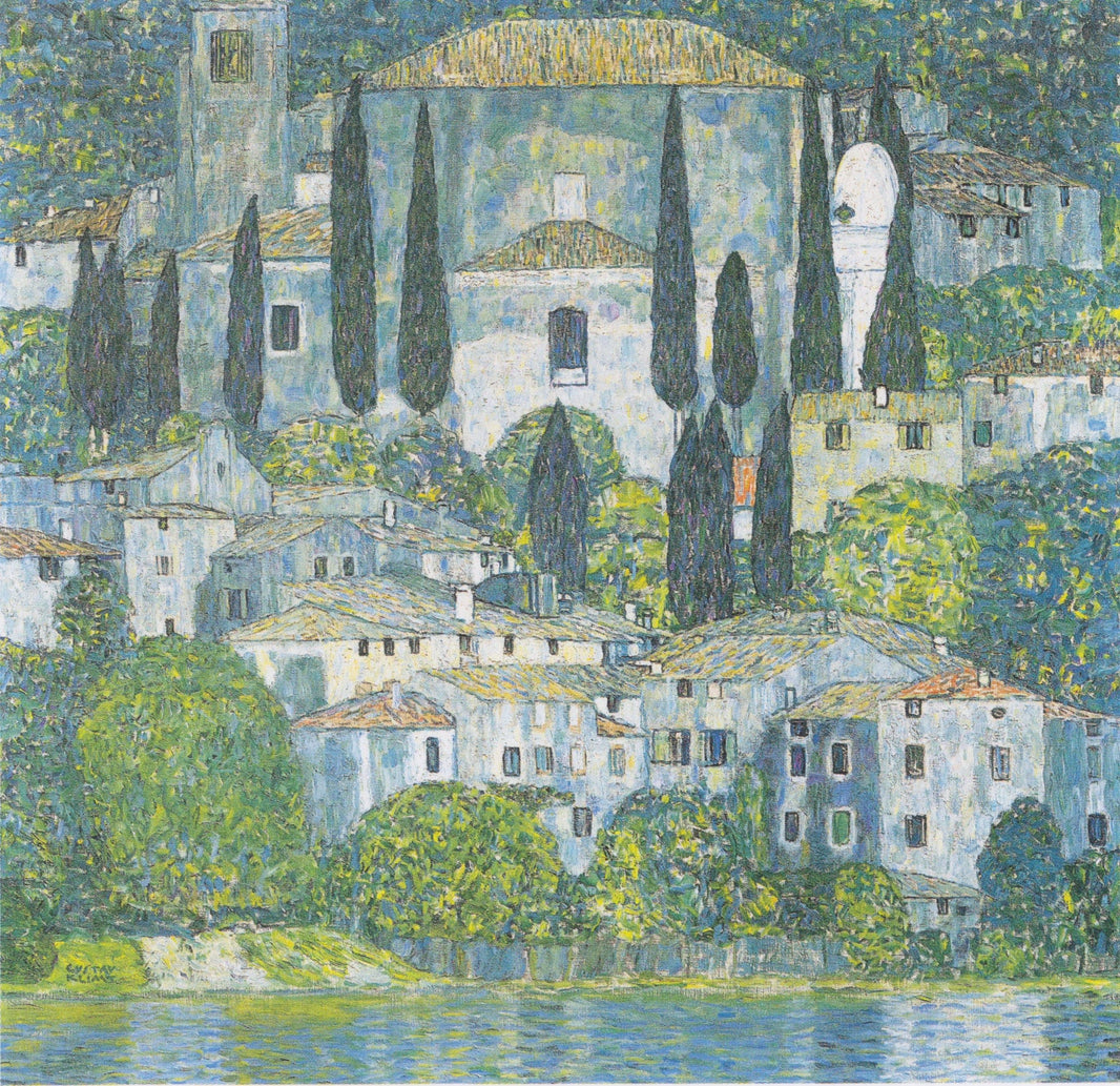 Church in Cassone by Gustav Klimt — hand-painted architectural oil painting reproduction on canvas