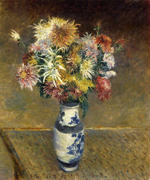 Chrysanthemums in a Vase - Gustave Caillebotte