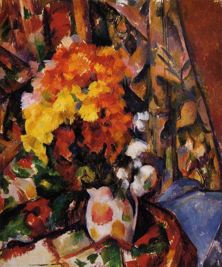 Chrysanthemums by Paul Cezanne — hand-painted abstract oil painting reproduction on canvas