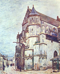 Church at Moret after the Rain by Alfred Sisley — hand-painted architectural oil painting reproduction on canvas