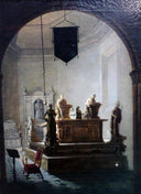 Church interior by Vincenzo Abbati — hand-painted architectural oil painting reproduction on canvas