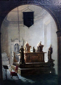 Church interior by Vincenzo Abbati — hand-painted architectural oil painting reproduction on canvas