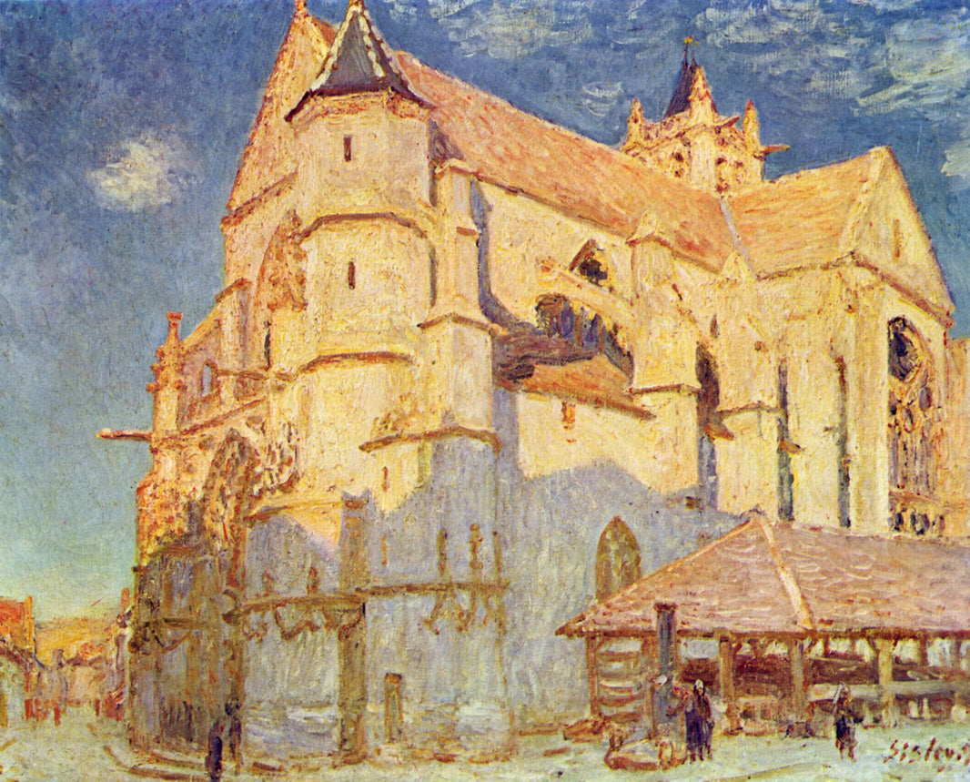 Church of Moret by Alfred Sisley — hand-painted architectural oil painting reproduction on canvas