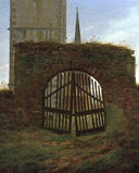 Churchyard Gate by Caspar David Friedrich — hand-painted architectural oil painting reproduction on canvas
