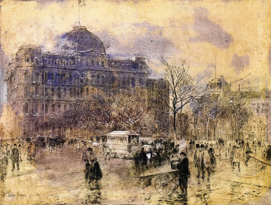 Cityscape by Childe Hassam — hand-painted architectural oil painting reproduction on canvas