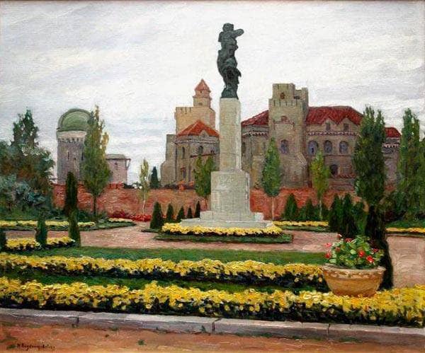 Cityscape by Nikolay Bogdanov-Belsky — hand-painted architectural oil painting reproduction on canvas