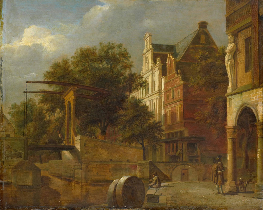 Cityscape with Drawbridge by Adriaen van de Velde — hand-painted architectural oil painting reproduction on canvas