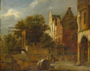 Cityscape with Drawbridge by Adriaen van de Velde — hand-painted architectural oil painting reproduction on canvas