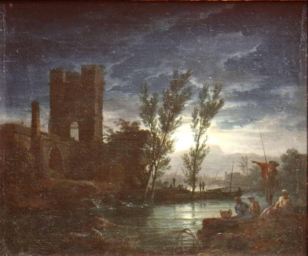 Clair De Lune. by Claude-Joseph Vernet — hand-painted landscape oil painting reproduction on canvas