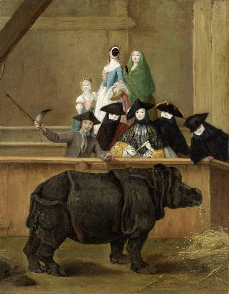 Clara the Rhinoceros by Pietro Longhi — hand-painted animal oil painting reproduction on canvas