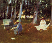 Claude Monet Painting by the Edge of a Wood by John Singer Sargent — hand-painted botanical oil painting reproduction on canvas