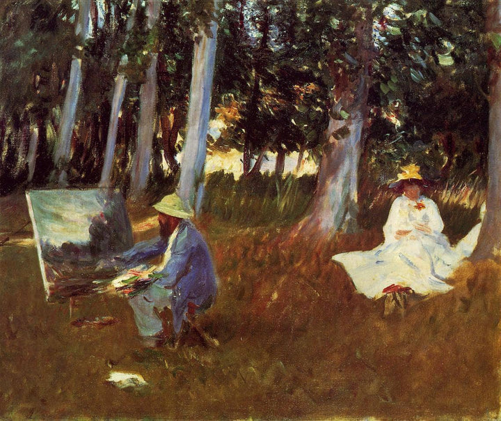 Claude Monet Painting by the Edge of a Wood by John Singer Sargent — hand-painted botanical oil painting reproduction on canvas