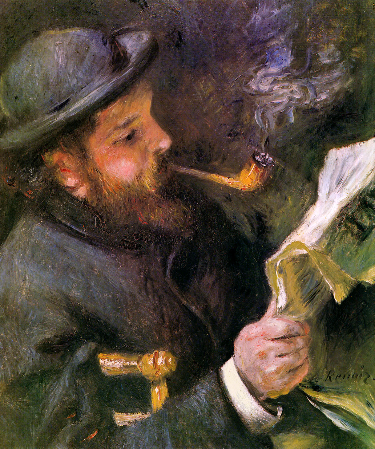 Claude Monet Reading - Pierre-Auguste Renoir