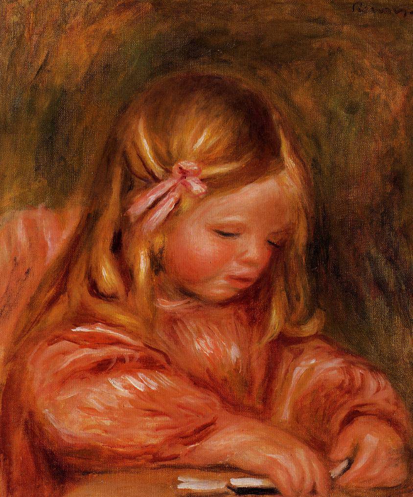 Claude Renoir Playing with Dominos by Pierre-Auguste Renoir — hand-painted portrait oil painting reproduction on canvas