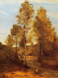 Clearing in the Bois Pierre, at Eveaux near Chateau Thiery by Camille Corot — hand-painted botanical oil painting reproduction on canvas