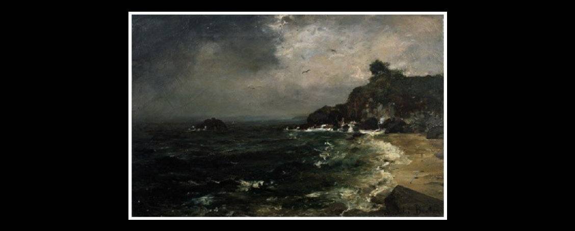 Cliff coast in stormy weather