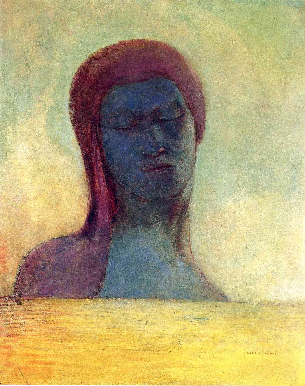 Closed Eyes by Odilon Redon — hand-painted abstract oil painting reproduction on canvas