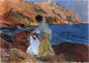 Clotilde and Elena on the Rocks at Javea by Joaquín Sorolla — hand-painted landscape oil painting reproduction on canvas