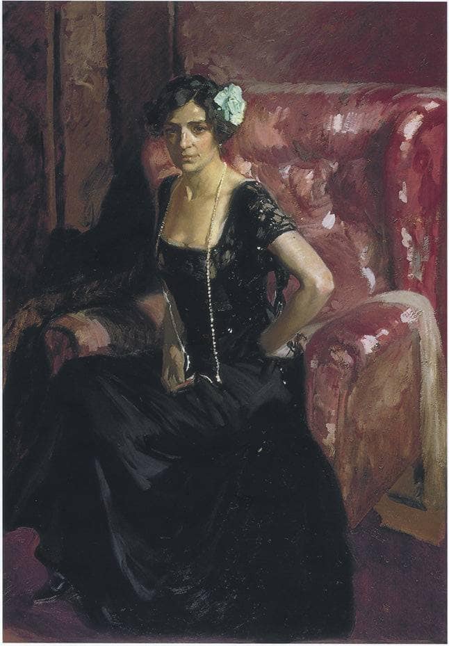 Clotilde in an Evening Dress by Joaquín Sorolla — hand-painted portrait oil painting reproduction on canvas