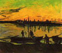 Coal Barges by Vincent van Gogh — hand-painted landscape oil painting reproduction on canvas