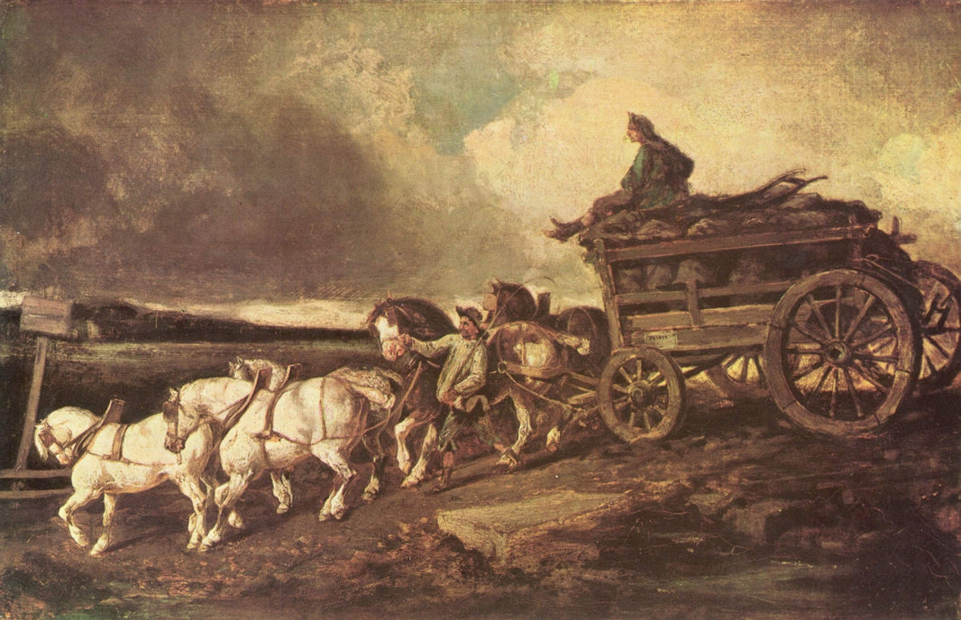 Coal cars by Théodore Géricault — hand-painted animal oil painting reproduction on canvas