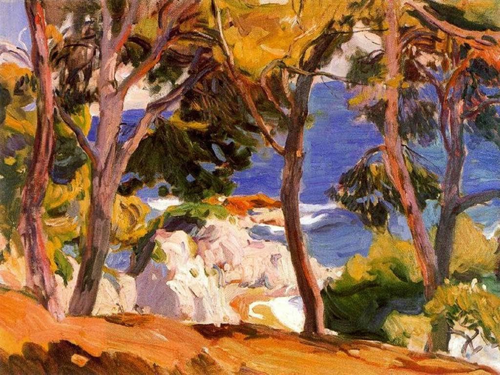 Coast at Santa Cristina by Joaquín Sorolla — hand-painted botanical oil painting reproduction on canvas