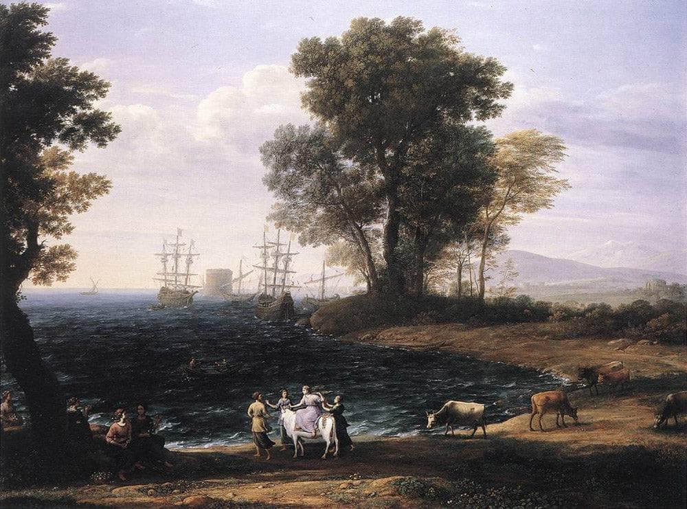 The Abduction of Europa by Claude Lorrain — hand-painted botanical oil painting reproduction on canvas