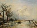 Coast Scene with Windmills by Johan Jongkind — urban oil painting wall art, Impressionism