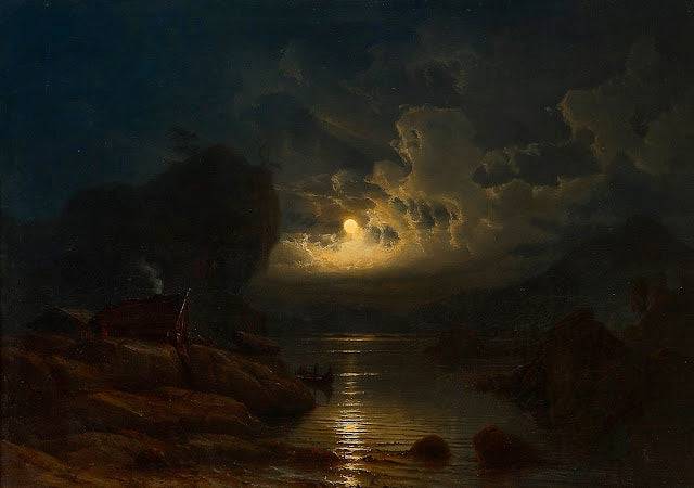 Coastal Landscape with crowds of Moonlight - Knud Baade