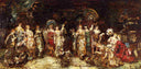 Cock Fight in Front of a Group of Young Women by Adolphe Joseph Thomas Monticelli, group oil painting wall art, Romanticism