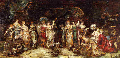 Cock Fight in Front of a Group of Young Women by Adolphe Joseph Thomas Monticelli, oil painting reproduction