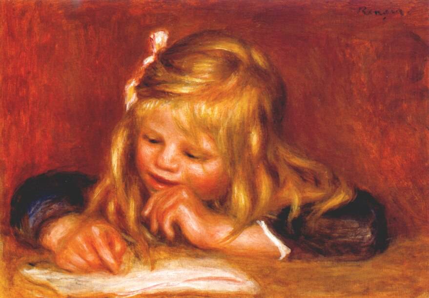 Coco Reading by Pierre-Auguste Renoir — hand-painted portrait oil painting reproduction on canvas