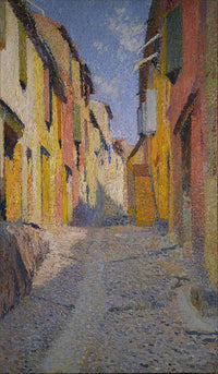 Collioure street by Henri Martin — hand-painted architectural oil painting reproduction on canvas