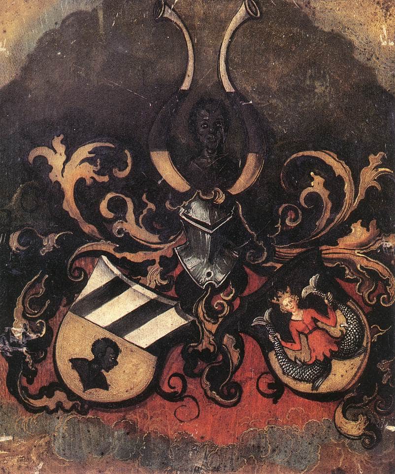 Combined Coat of Arms of the Tucher and Rieter Families by Albrecht Durer — hand-painted abstract oil painting reproduction on canvas