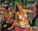 Combing (Woman Combing, The Artist's Wife) by Vilmos Aba-Novak — female oil painting wall art, Expressionism