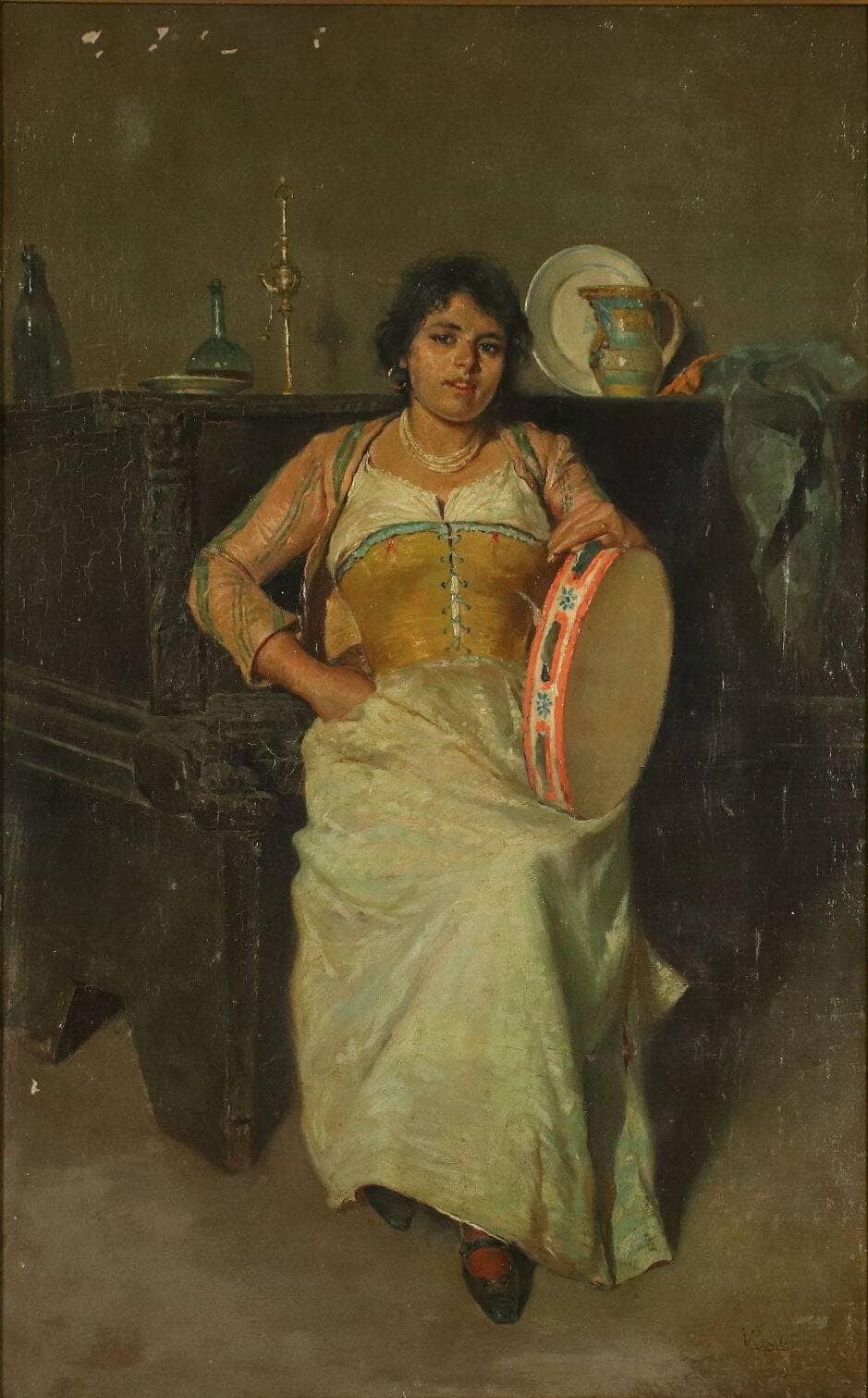 Commoner of Piedigrotta by Vincenzo Caprile — hand-painted portrait oil painting reproduction on canvas