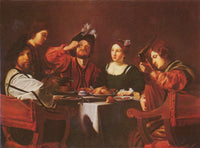 Company at the table by Nicolas Tournier — hand-painted portrait oil painting reproduction on canvas