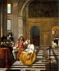 Company Making Music by Pieter de Hooch — hand-painted cultural oil painting reproduction on canvas