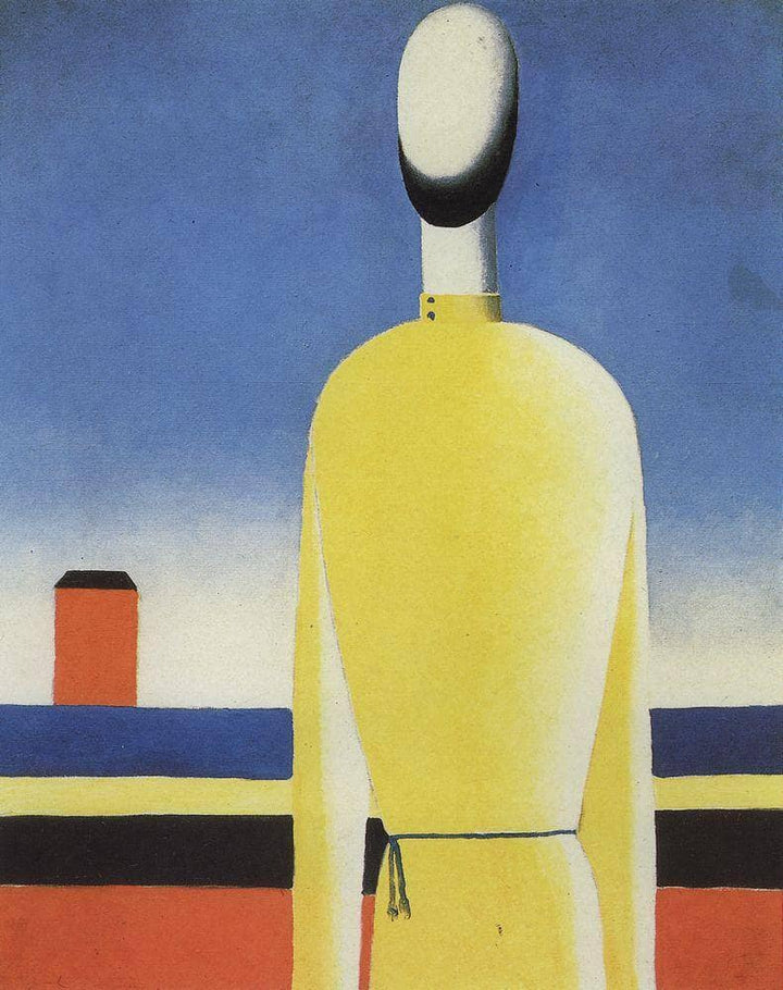 Complex Presentiment: Half-Figure in a Yellow Shirt by Kazimir Malevich — hand-painted abstract oil painting reproduction on canvas
