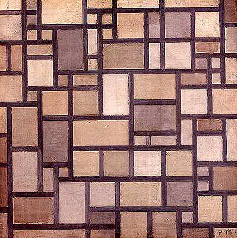 Composition: Light Color Planes with Grey Contours - Piet Mondrian