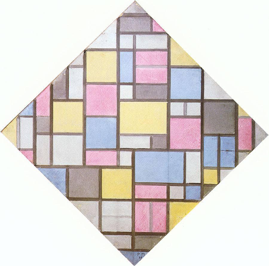 Composition with Grid VII by Piet Mondrian — hand-painted abstract oil painting reproduction on canvas