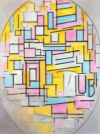 Composition with Oval in Color Planes II by Piet Mondrian — hand-painted abstract oil painting reproduction on canvas