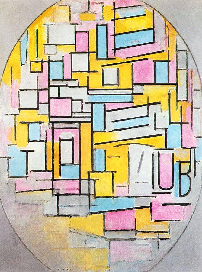 Composition with Oval in Color Planes II by Piet Mondrian — hand-painted abstract oil painting reproduction on canvas