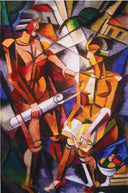 Composition with Two Figures by Lyubov Popova — textures oil painting wall art, Cubo Futurism