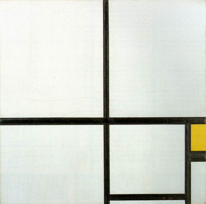 Composition with yellow patch by Piet Mondrian — hand-painted abstract oil painting reproduction on canvas